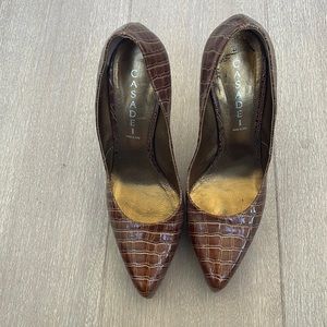 Casadei croc embossed platform high heels